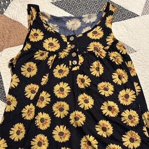 Sunflower Print Sleeveless Top
